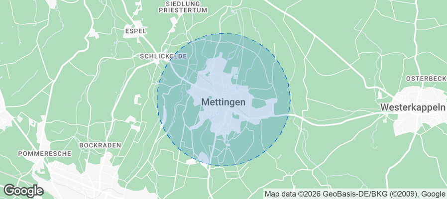 Mettingen Airbnb map